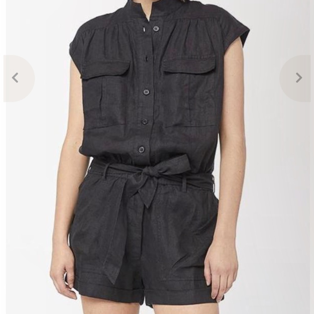 FRAME black linen romper - EUC